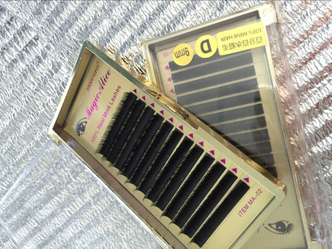 Individual Natural Mink Eyelash Extension , 100% real mink  D curl